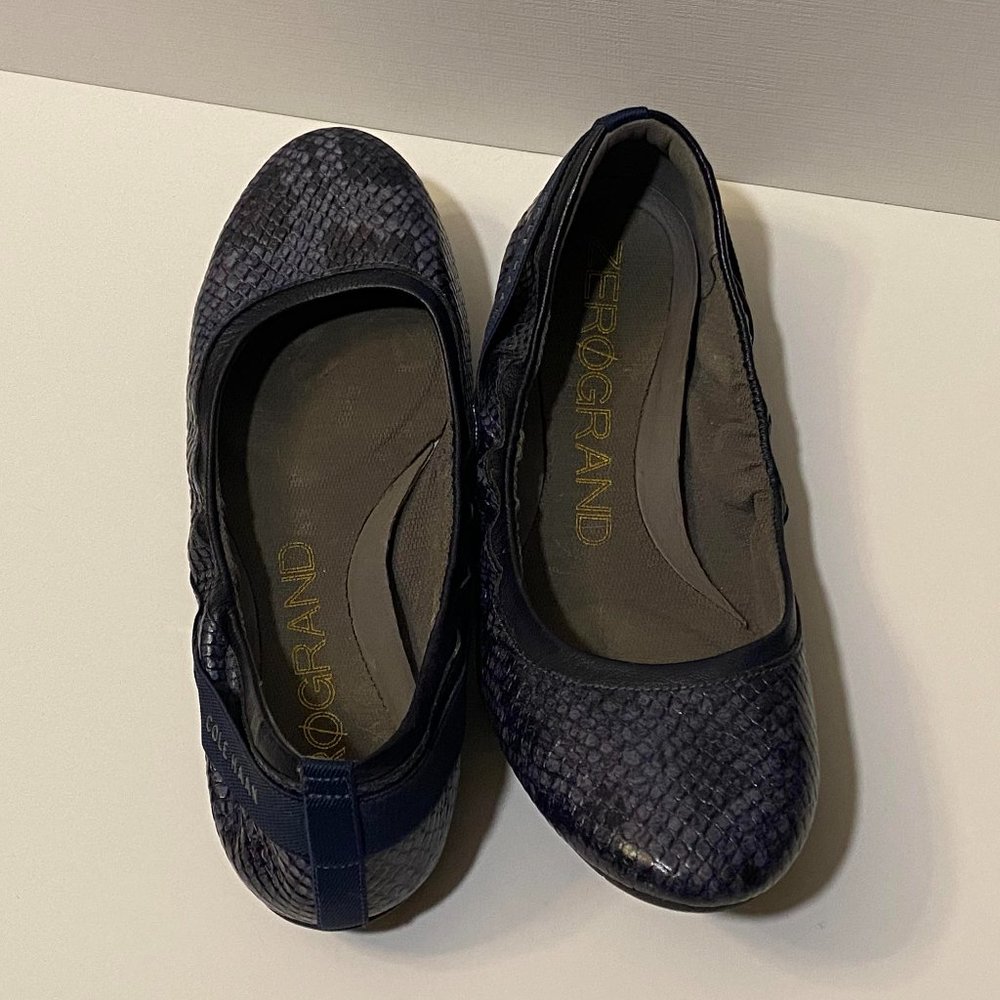 Cole Haan Zerogrand Navy Blue Leather Ballet Flats